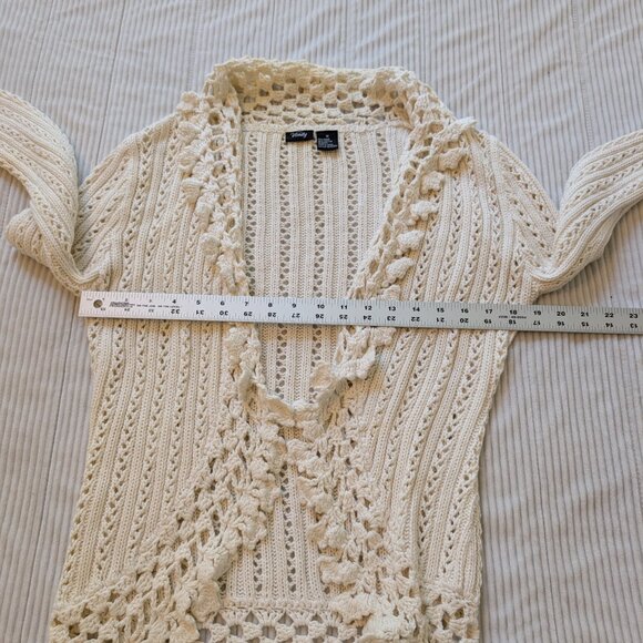 Vanity open front high low cream cardigan EUC Medium - Picture 4 of 8
